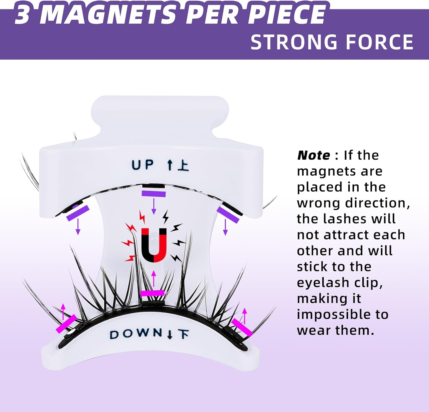 B&Qaugen Magnetic Eyelashes Manga Lashes 2 Pair Lashes Natural Look (CX01) - Clear Band - Cruelty Free - Synthetic Hair image number 5