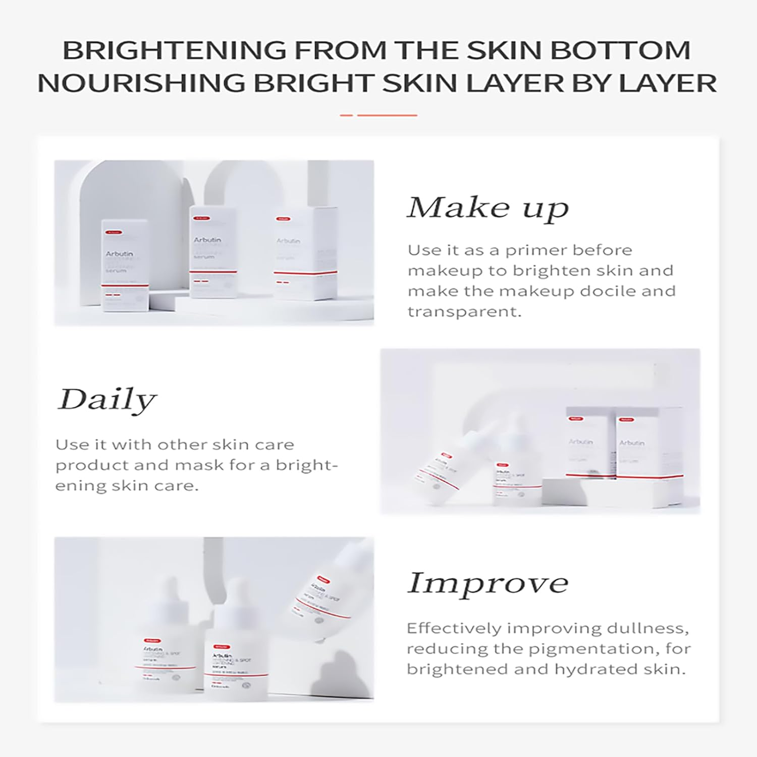 Deleventh Korean Brand &Alpha;-Arbutin Revitalizing Face Serum 37Ml / with Vitamin E, Anti-Oxidation, Brightens and Evens Skin Tone, Reduces Dark Spots, Deeply Hydrates and Nourishes image number 2