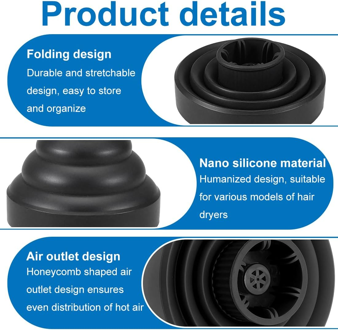 IKOPFLN Universal Foldable Hair Diffuser Hair Dryer Adaptable for Blow Dryer with Nozzle image number 4