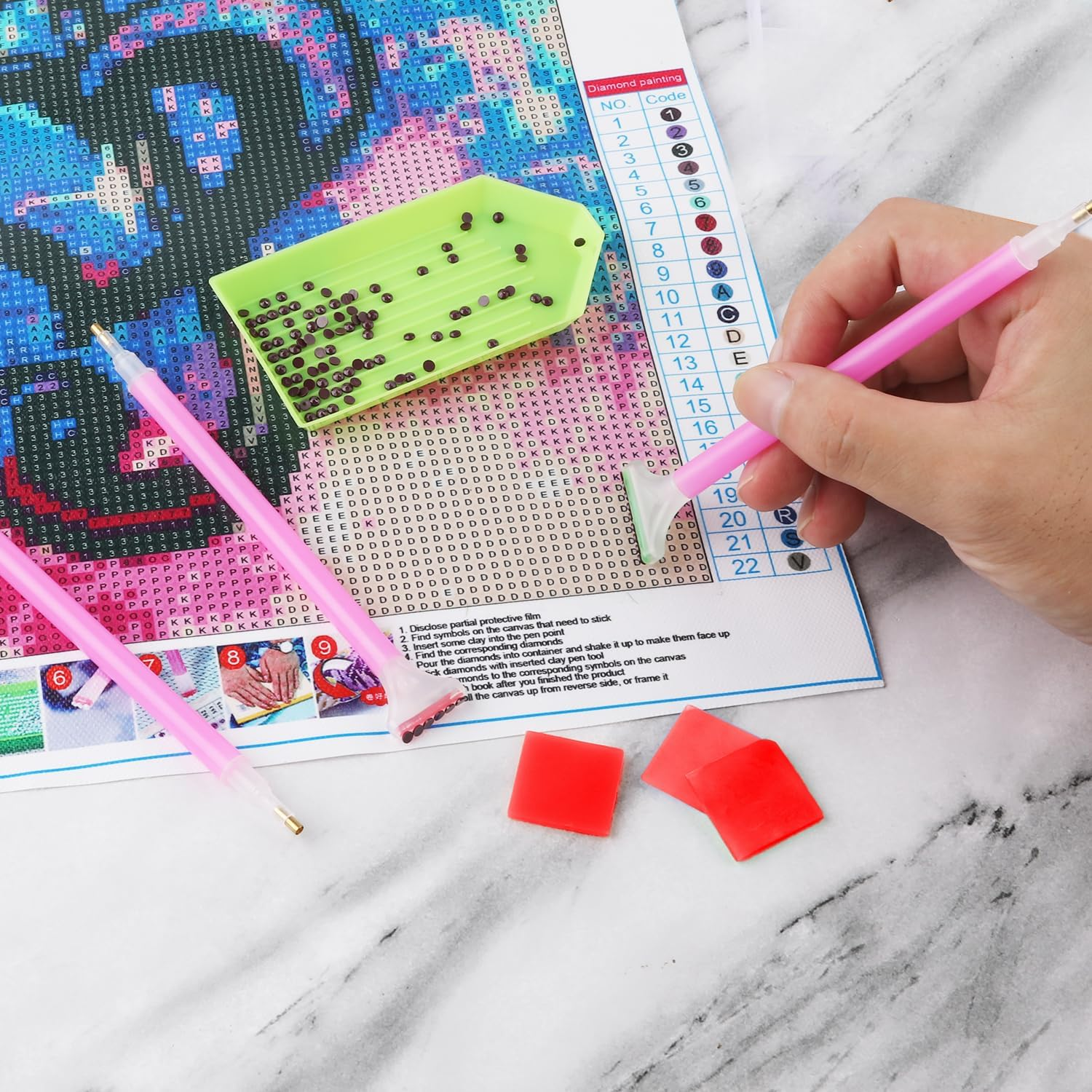 21Pcs DIY Diamond Painting Tools and Accessories, Include Rhinestone Painting Pens Clay Tweezers Plastic Tray Jewel Painting Supplies for Quickly Pick up Beads Gems Crystals Art Craft Painting image number 2