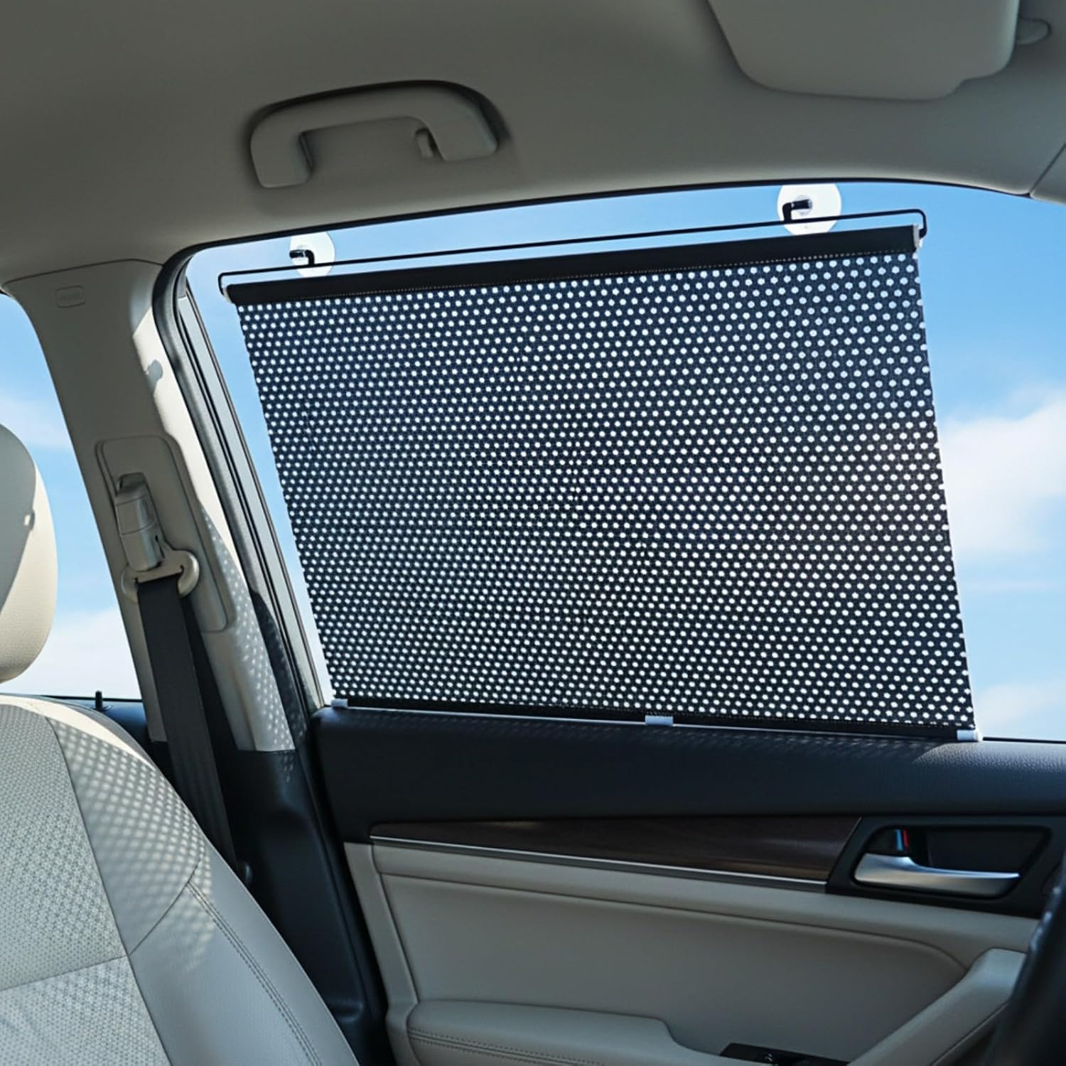 2Pcs Car Window Shades, 40&times;60CM Retractable Side Window Car Sun Shade for Baby, Side Window Effectively Blocks UV Rays & Heat, Roller Sunshade Visor Window Shade for Kids with 6 Suction Cups image number 1