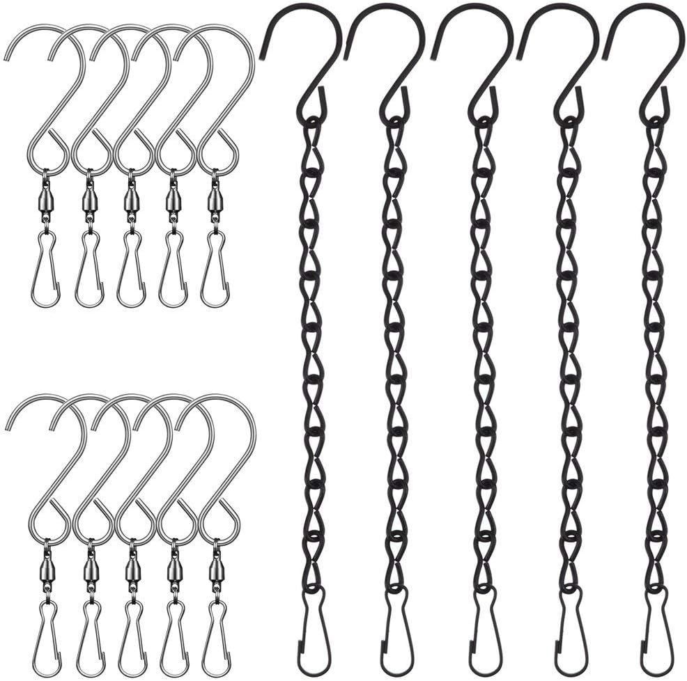 SENHAI 10 Pcs Swivel Hooks Clips for Wind Spinners Wind Chimes 5 Pcs Hanging Chains for Bird Feeders Billboard Chalkboard Planter (9.5 Inch) S Hook for Crystal Twisters Party Supply image number 4