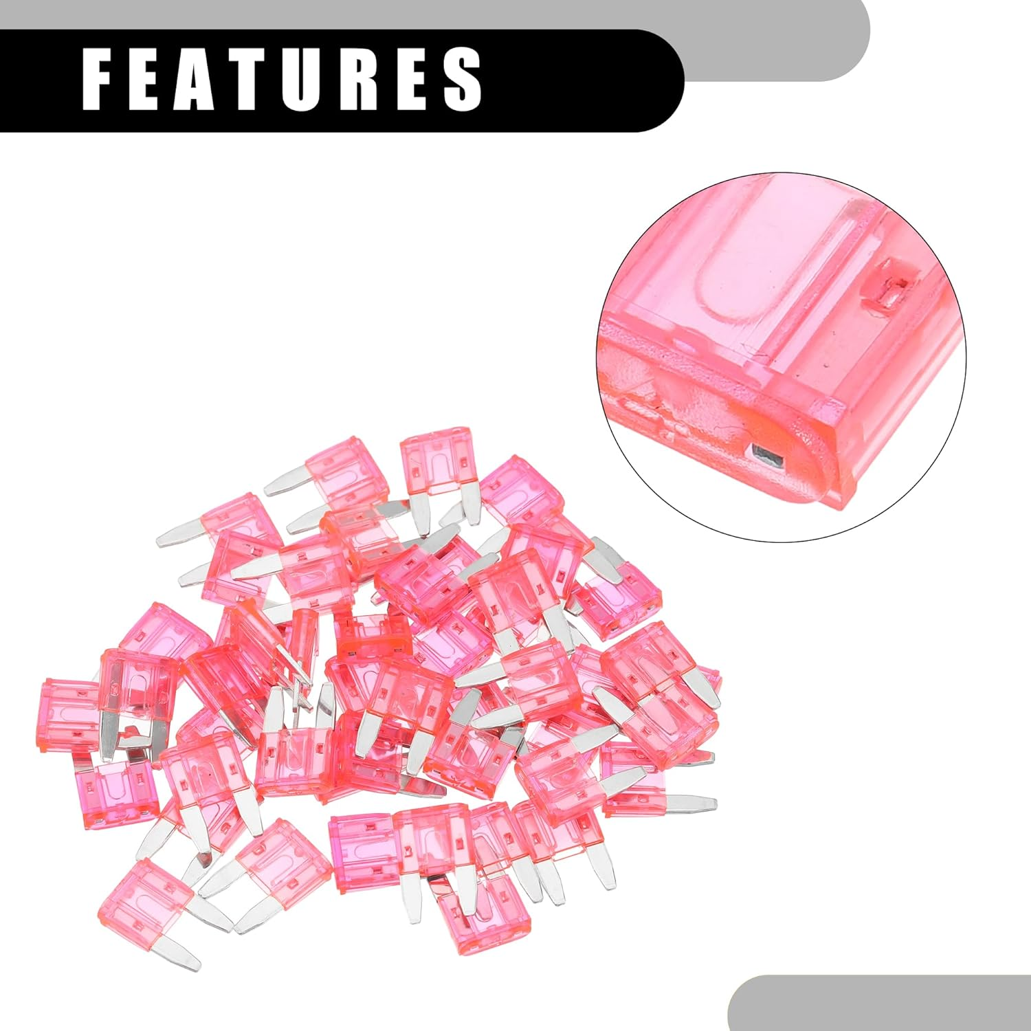X AUTOHAUX 50 Pcs Mini 4AMP APM/ATM Universal Car Fuse Blade Style Fuses Short Circuit Protection - Automotive Car Boat Truck SUV RV - Plastic Metal Pink image number 6