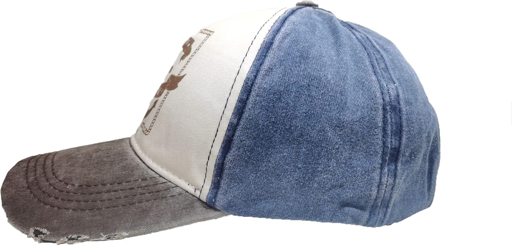 YULOONG Vintage Baseball Cap Washed Denim Fashion Anchor Pattern Outdoor Sun Hat for Men Women 100% Cotton
