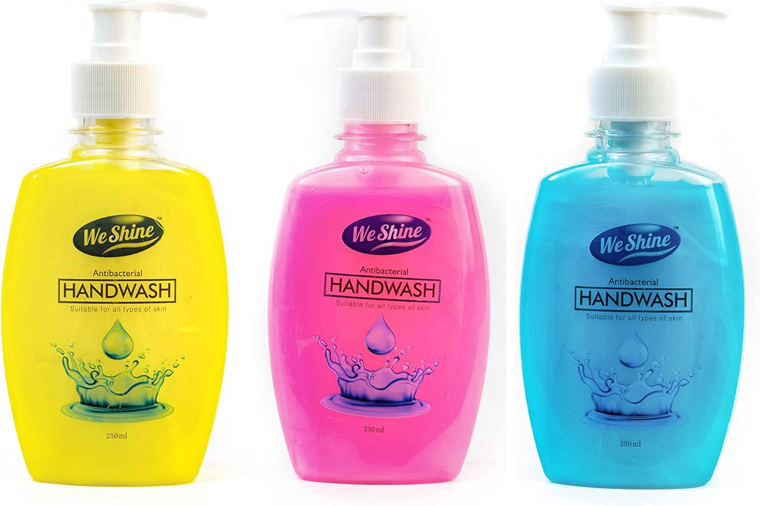 We Shine Antibacterial Germ Protection Hand Wash Liquid Soap Dispenser | Kills 99.99% Germs and Bacteria with Refreshing Fragrance - (PACK of 3)