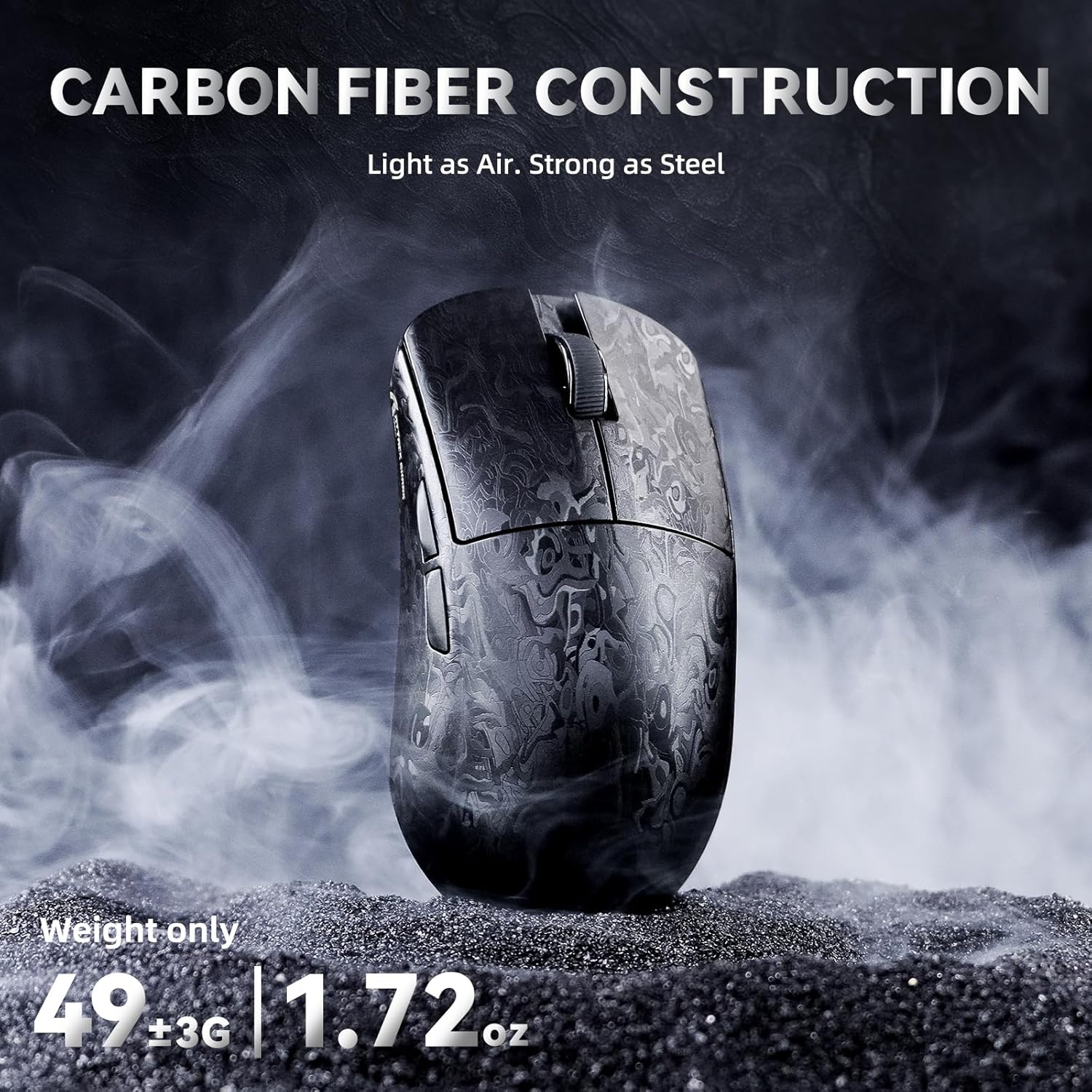 ATTACK SHARK R11 Ultra 8K Carbon Fiber Wireless Gaming Mouse,Paw3950 MAX Sensor,49G Ultra-Lightweight,Nordic 52840 MCU Chip,42000 Dpi,Wired/Bt/2.4Ghz Wirelss Programmable Mouse for Pc/Mac(Ink) image number 3