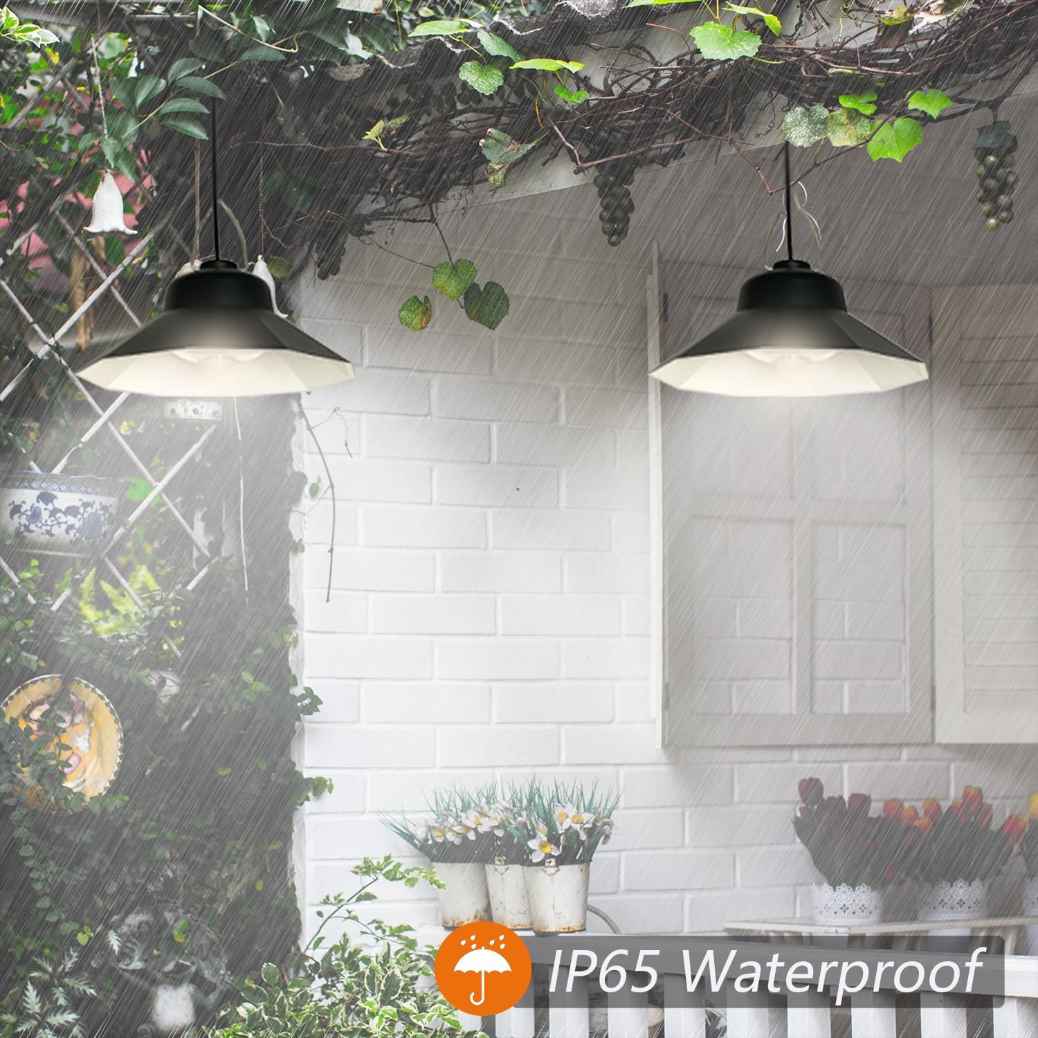 Solar Pendant Lights with Dual Lamp Outdoor Indoor, Motion Sensor Solar Shed Light Daytime Working 3 Colors Solar Powered Security Light with Remote for Gazebo Backyard Home Barn Shed Tent image number 4