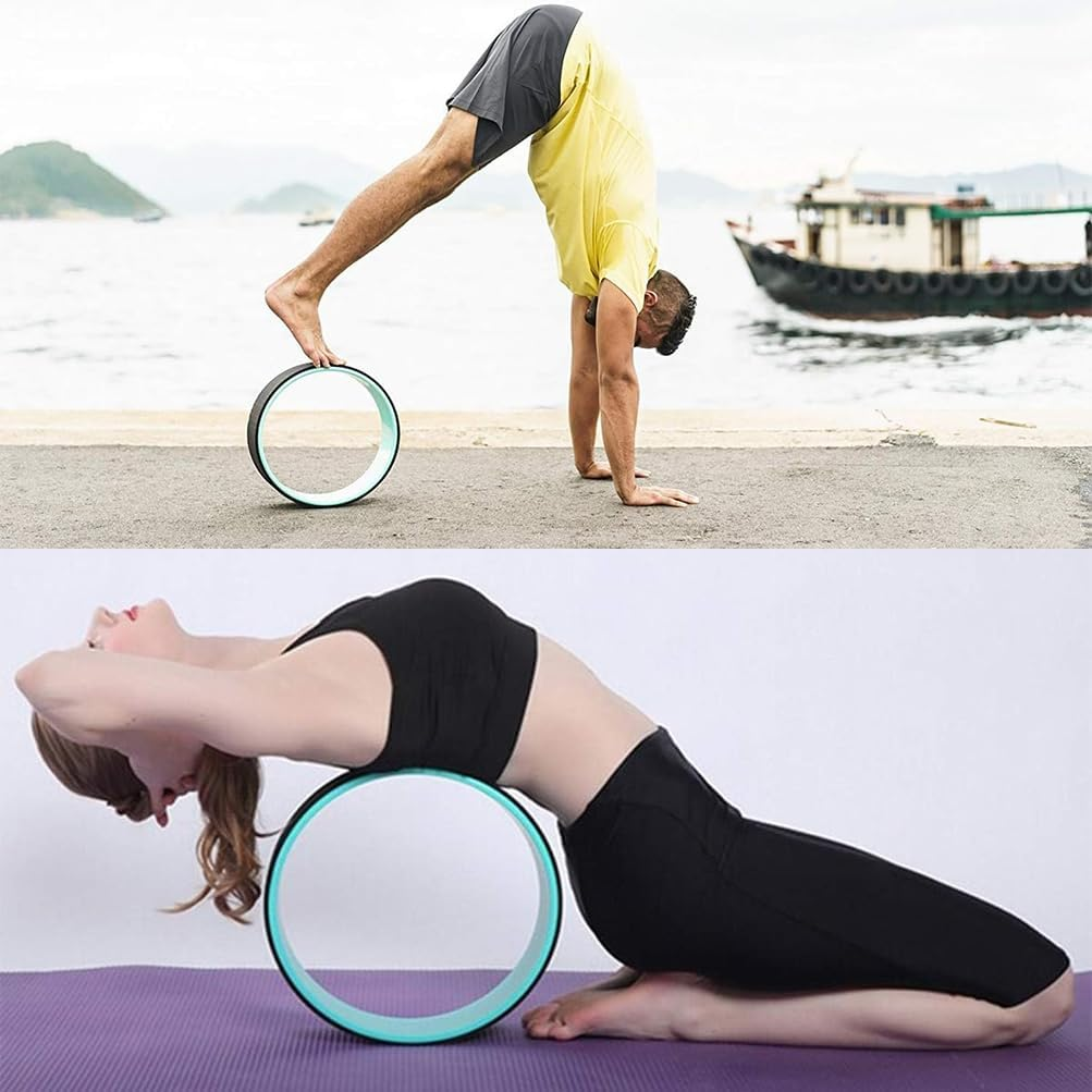 5-In-1 Yoga Wheel and Yoga Blocks Strap Set - 1 Yoga Wheel, 2 Eva Foam Yoga Blocks, 1 Yoga Strap, 1 Yoga Resistance Bands for Dharma Yoga Pose Backbend Flexibility Stretching Pilates Meditation image number 4