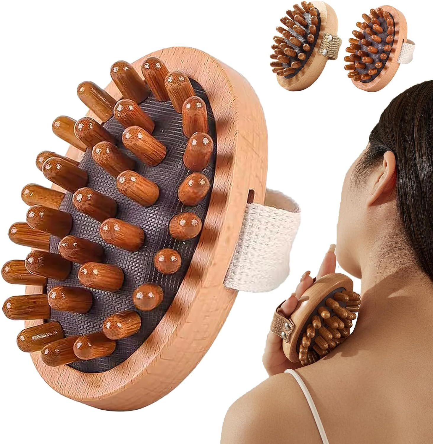 Meridian Brush, Meridian Pressure Brush, Body Detox Meridian Pressure Brush, Handheld Meridian Pressure Brush Set, Natural Wooden Massage Brush Massager (B)