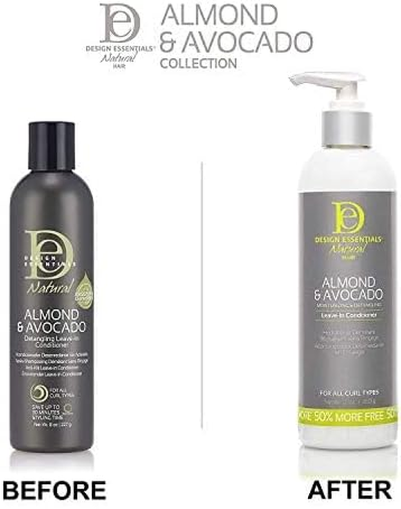 Design Essentials Almond & Avocado Moisturizing & Detangling Leave-In Conditioner for Curly Hair, 12 Ounce image number 1