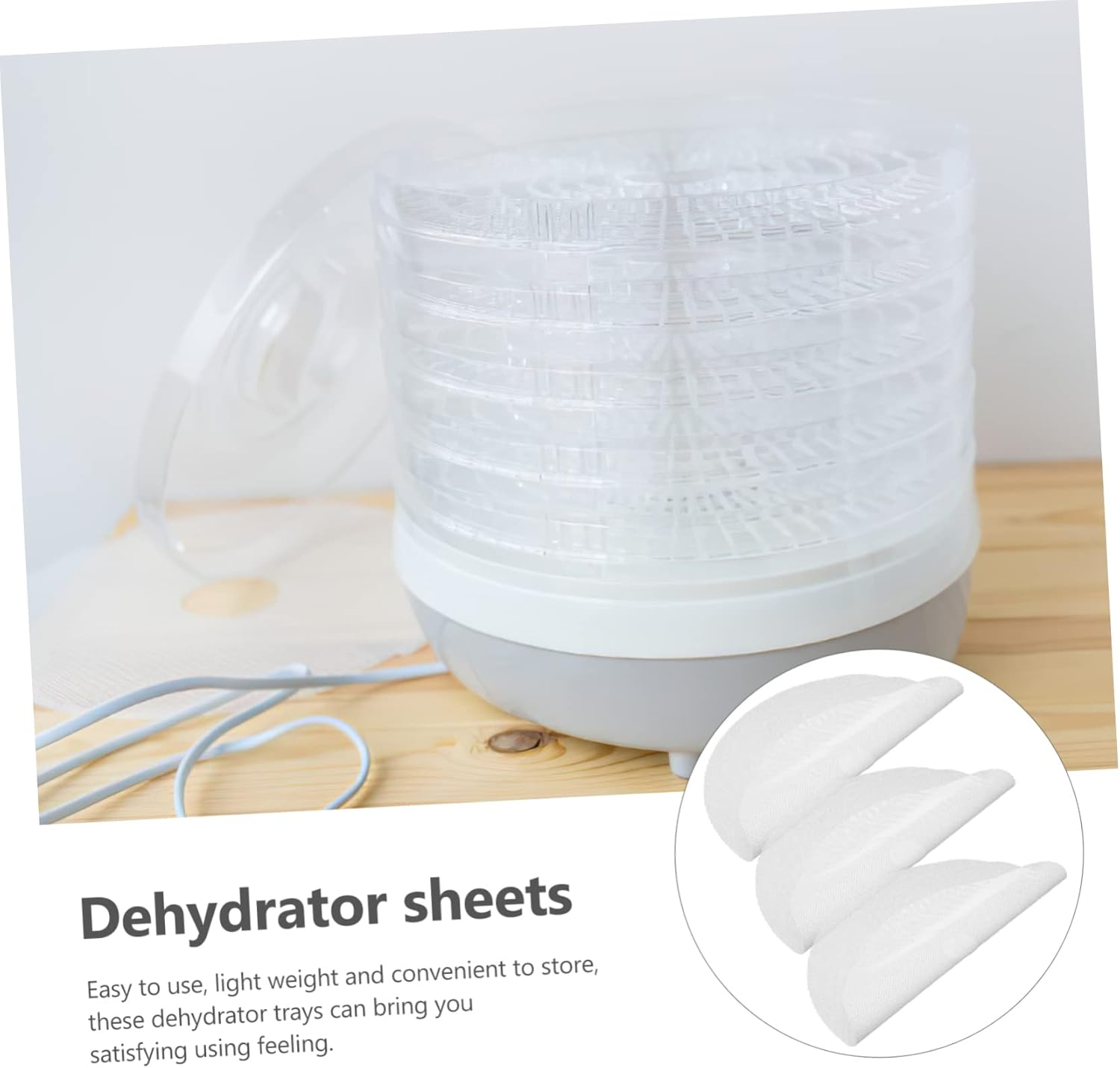 SHOWERORO 3Pcs Silicone Dehydrator Sheets for Fruit Meat Vegetables Non-Stick Reusable Mats round Drying Trays for Making and Food Preservation image number 6