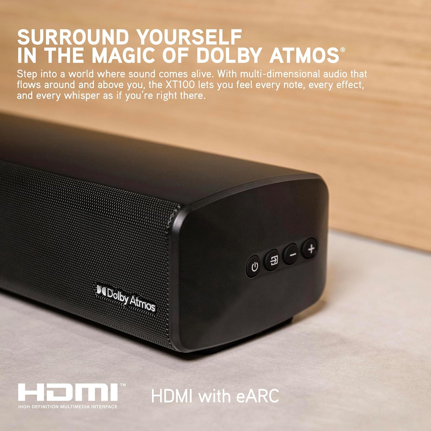 Blueant XT100 TV Soundbar with Wireless Subwoofer 120W Home Theater Sound System, Bluetooth & HDMI ARC, Powerful Bass, Surround Sound for TV, Movies & Music, Dolby Atmos, Output Power 50W