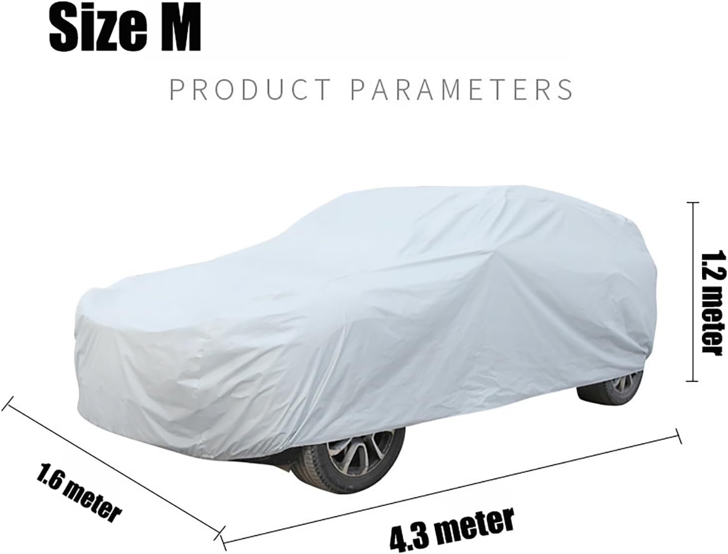 Car Cover Waterproof All Weather - PEVA Full Vehicle Covers for Automobiles - Full Exterior Covers - Winter Rain Sun SUV Sedan (M - 4.3 X 1.6 X 1.2 Meter) image number 5