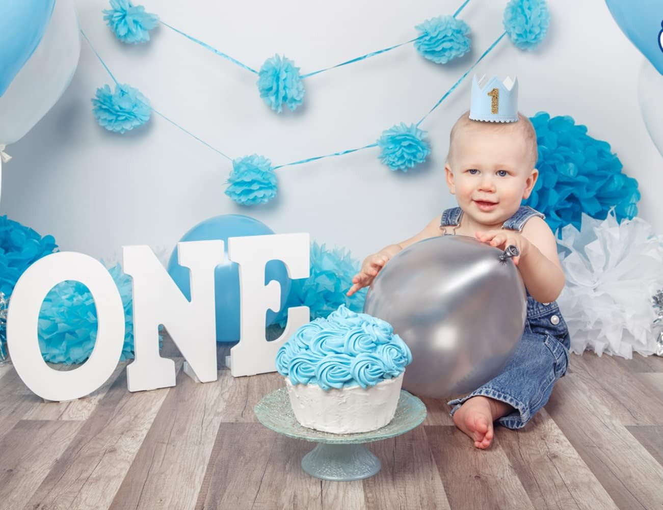 Baby Boys Birthday Crown - Birthday Blue Felt Hat,Birthday Hats for Kids, Boys 1St Birthday Crown, Small image number 5
