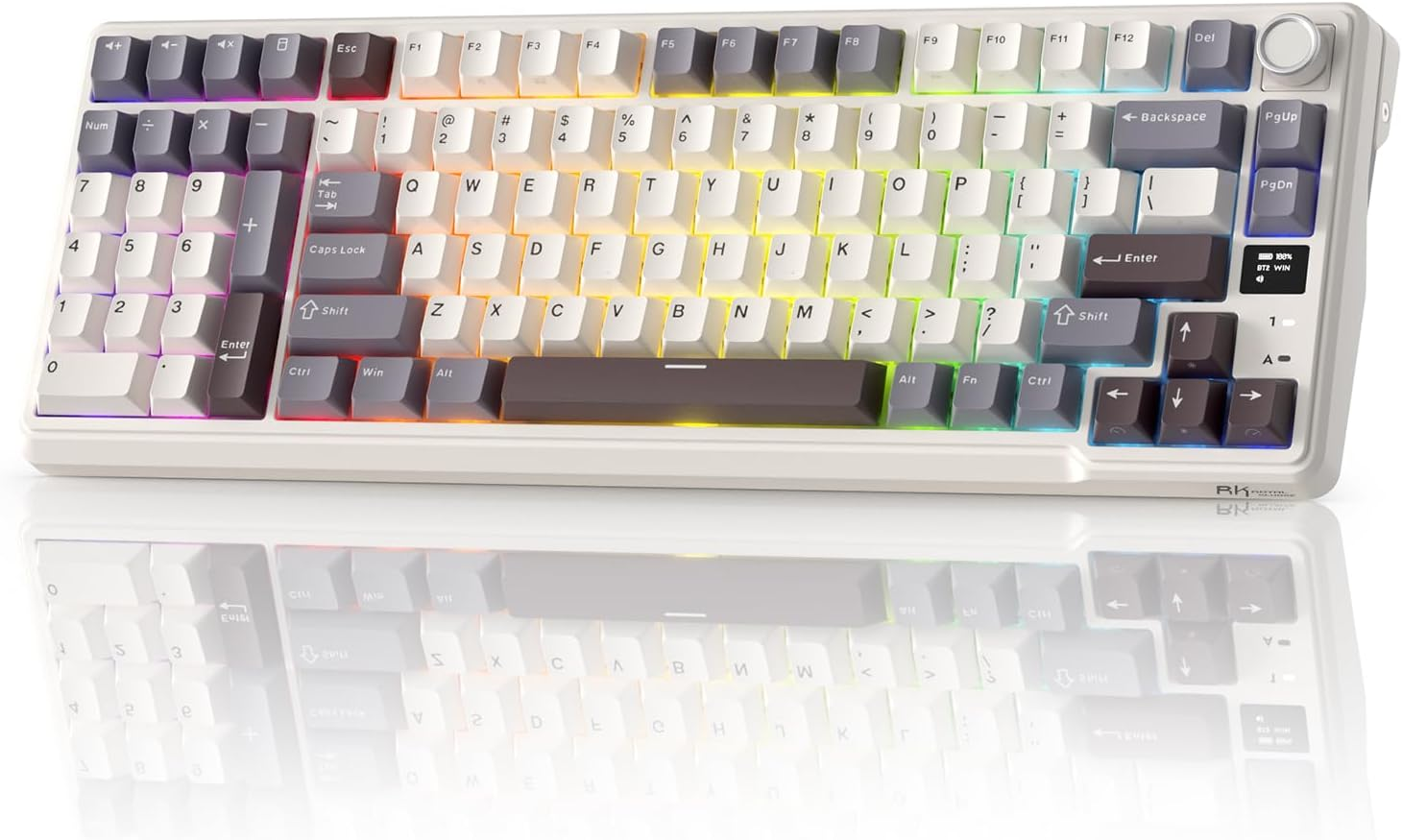 RK ROYAL KLUDGE L98 Gasket Mount Mechanical Keyboard W/Display Screen & Hot-Swap Knob, Tri-Mode BT/2.4G/USB-C 95% Wireless Keyboard W/Left Number Keys, Hot Swappable, Pro Software, 8000Mah Battery