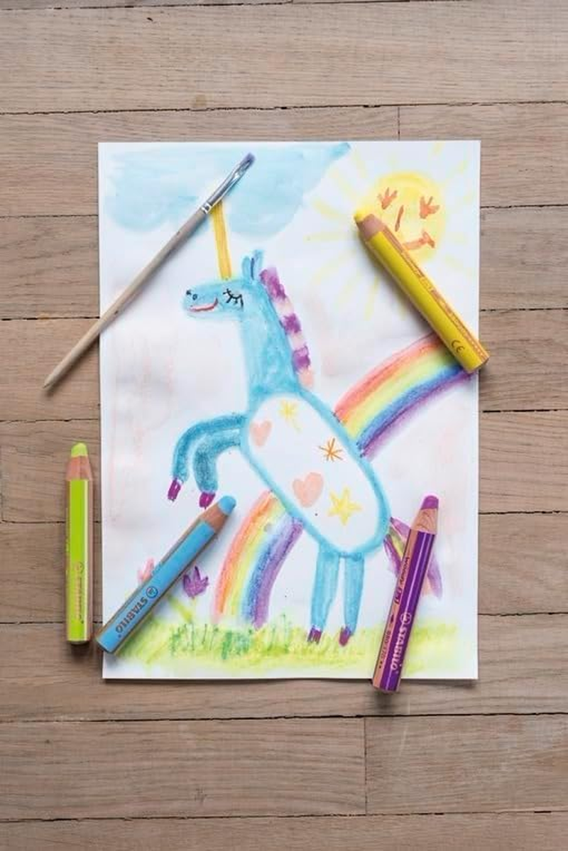 STABILO Multi-Talented Pencil Woody 3 in 1 - Pack of 18 - Assorted Colors with Sharpener and Paint Brush image number 5