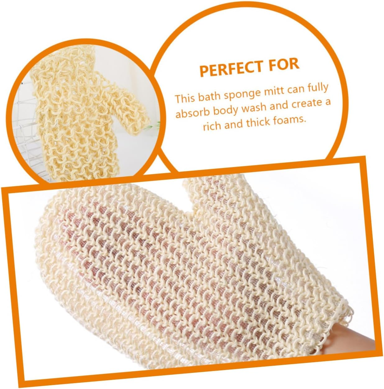 HEATSHAKING 2Pcs Sisal Shower Back Scrubber Bath Mitts Exfoliating Gloves for Bathroom Cleaning image number 2