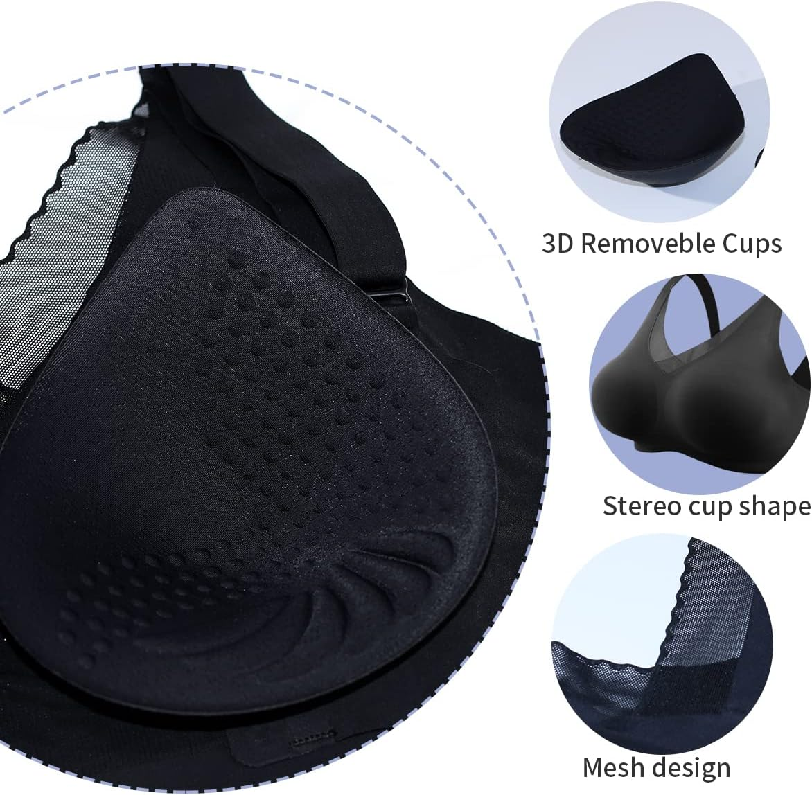 Polreta Seamless Post-Surgery Bra for Women, Mastectomy Bra with Latex Foam Breast Forms Set