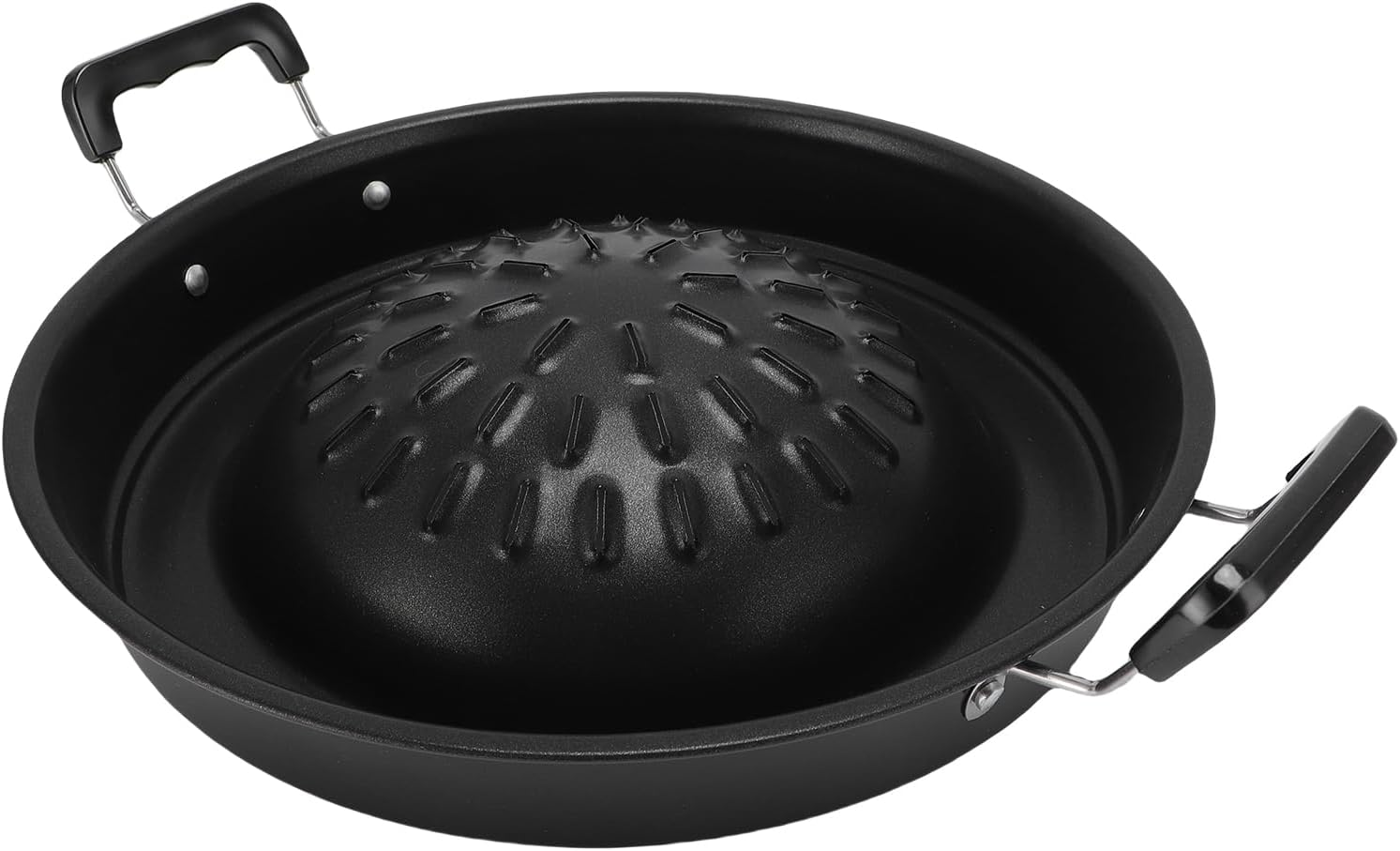 Thai Korean BBQ Grill Pan, 2 in 1 Aluminum Hot Pot Grill Charcoal Pan, Non Stick Thai Lao Korean BBQ Grill Topper, Barbecue Grill Plate for Shabu Vegetable Egg Pork (30Cm/11.81In Original Color)