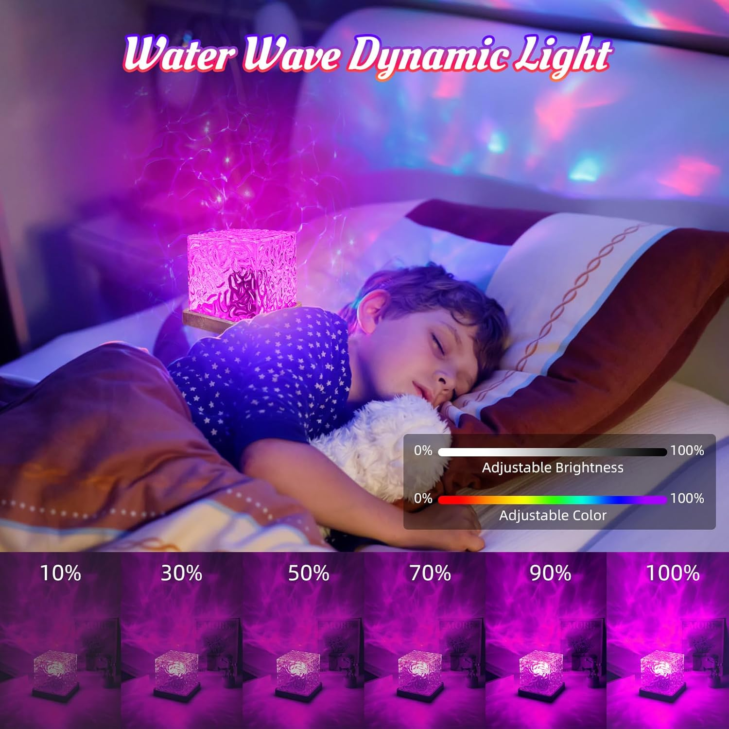 Fayrvind Northern Lights Wave Cube Lamp, Galaxy Light Projector Night Light for Teenage Room Decor, Luminorthe Cube Lamp for Bedroom Decor Kids Mood Lighting,16 Colors RGB Auror Ocean Wave Projector image number 5