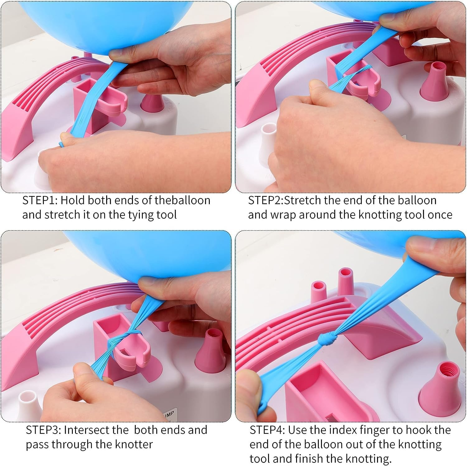 Ikerall Electric Air Balloon Pump and Balloon Tying Tool in One, Portable Dual Nozzle Pink 220V-240V 600W Electric Balloon Blower Pump for Decoration, Party,Faster and save Time image number 4