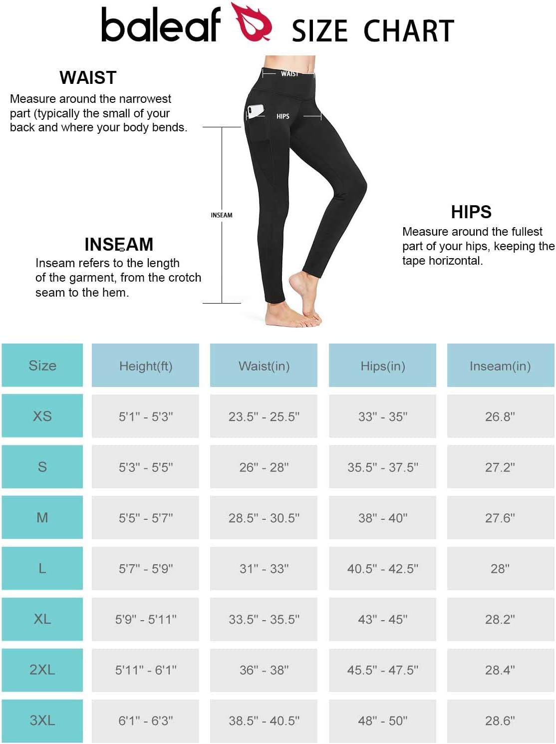 Baleaf Women'S Fleece Lined Winter Leggings High Waisted Thermal Warm Yoga Pants with Pockets image number 4