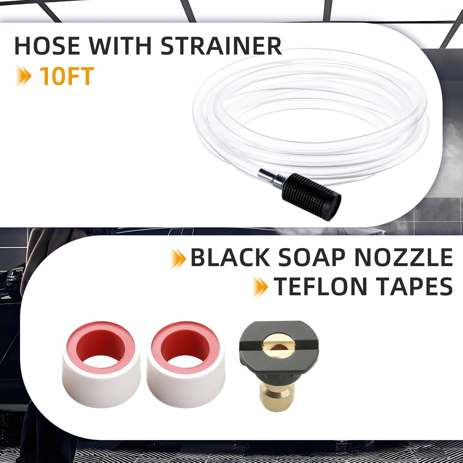 Pressure Washer Injector, Power Washer Chemical Injector Kit Adjustable 4000 PSI 3/8 Inch Connectors Soap Downstream Injector with 10 Ft Siphon Hose image number 1