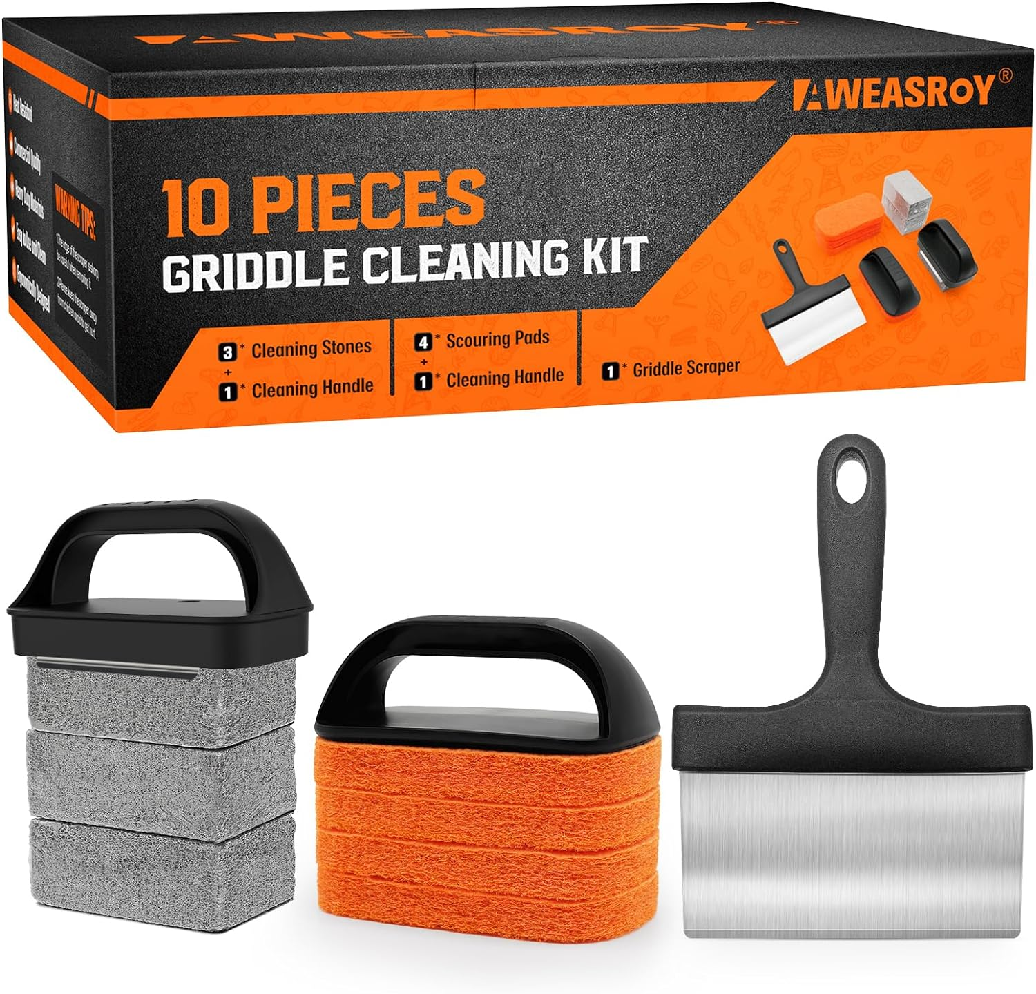 Griddle Cleaning Kit for Blackstone, Flat Top Grill Cleaning Kit with Grill Stone, Griddle Scraper & Griddle Brush Easy to Remove Stain image number 2