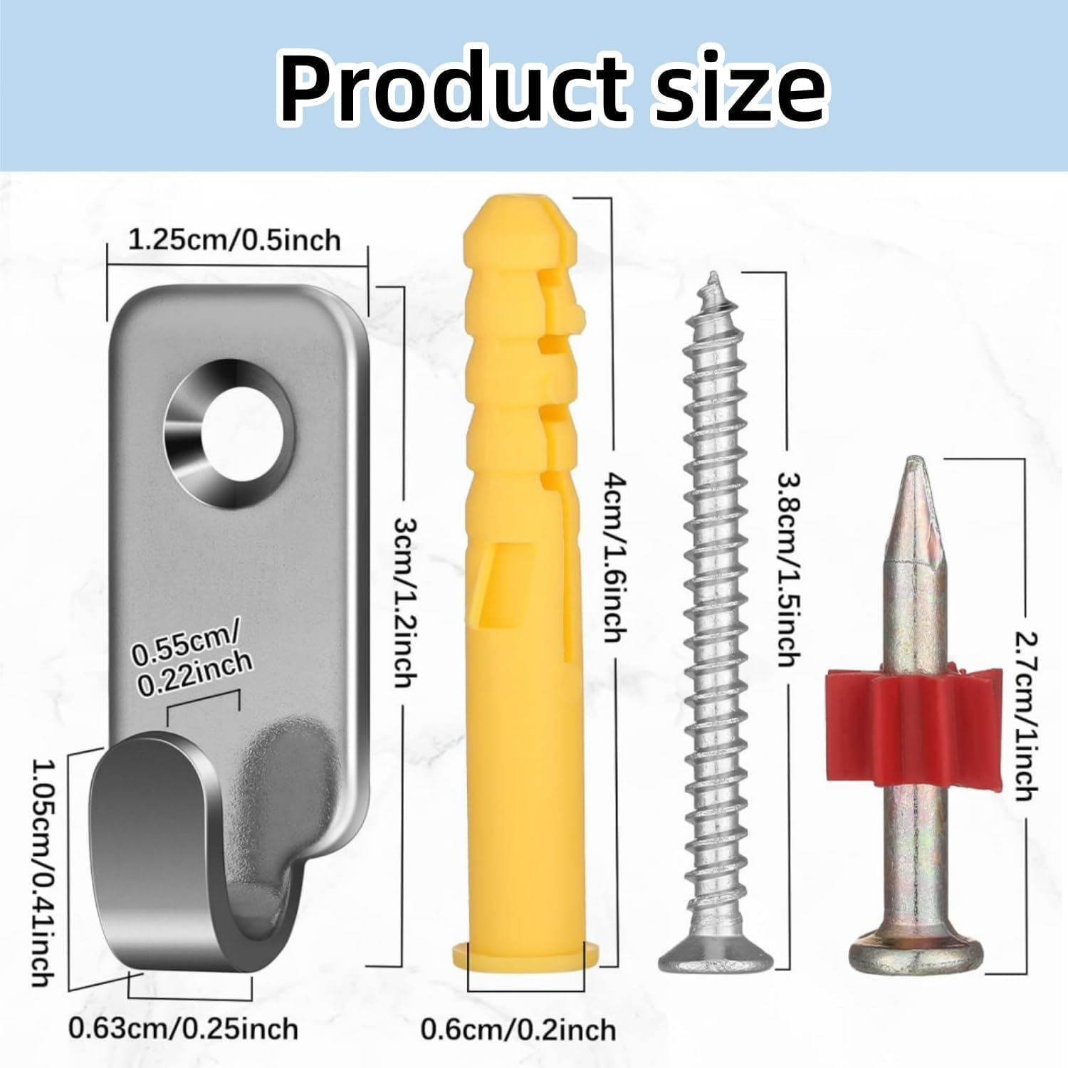 10 Pack Heavy Duty Picture Hangers Mirror Hooks - 304 Stainless Steel Wall Mounted Mini J Wall Hooks for Picture Frame Hardware for Hanging Mirror Hanging Hardware Band Screw image number 5