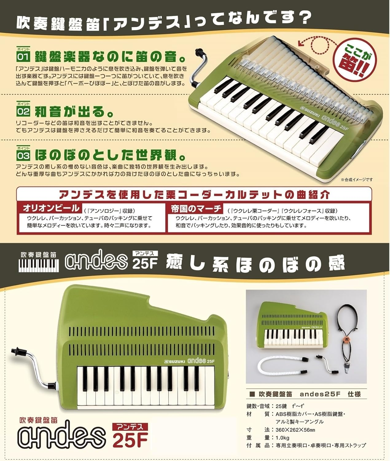 Suzuki 25Keys Keyboard Recorder Andes 25F image number 4