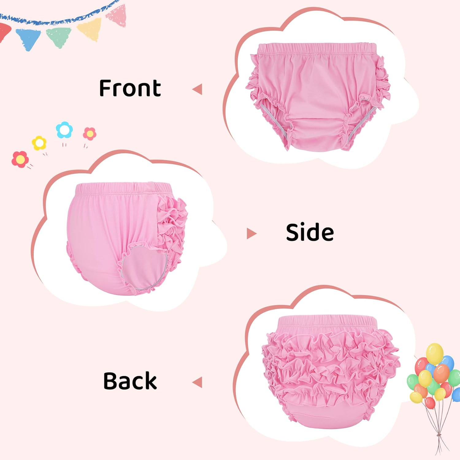 Durio Baby Bloomers for Toddler Girls Ruffle Diaper Covers for Girls Cute Cotton Baby Girl Shorts image number 5