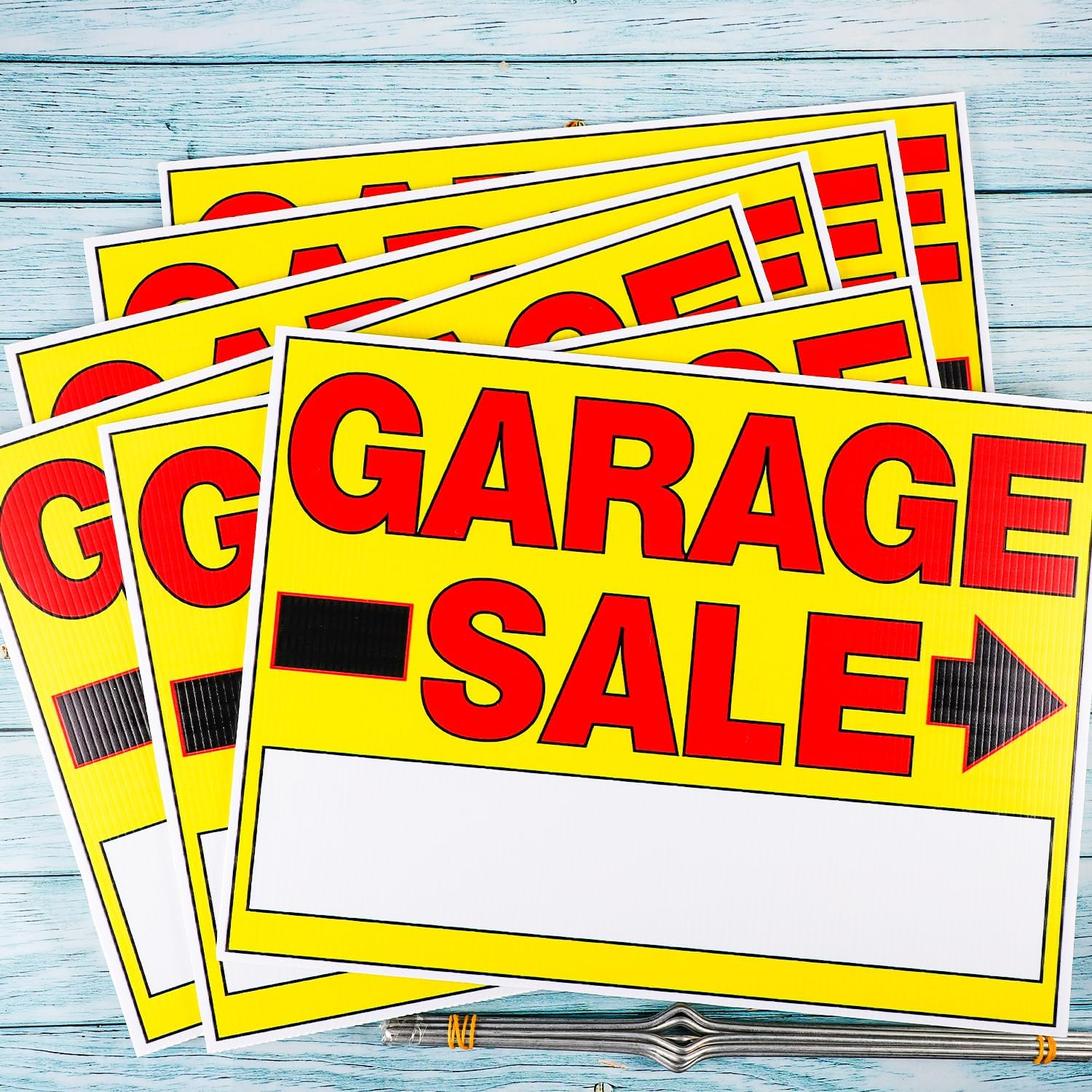 6Pcs Garage Sale Signs with Stakes, 16X12In Double Sided Yard Sale Signs Garage Sale Arrow Tag Signs for Sales Event image number 3