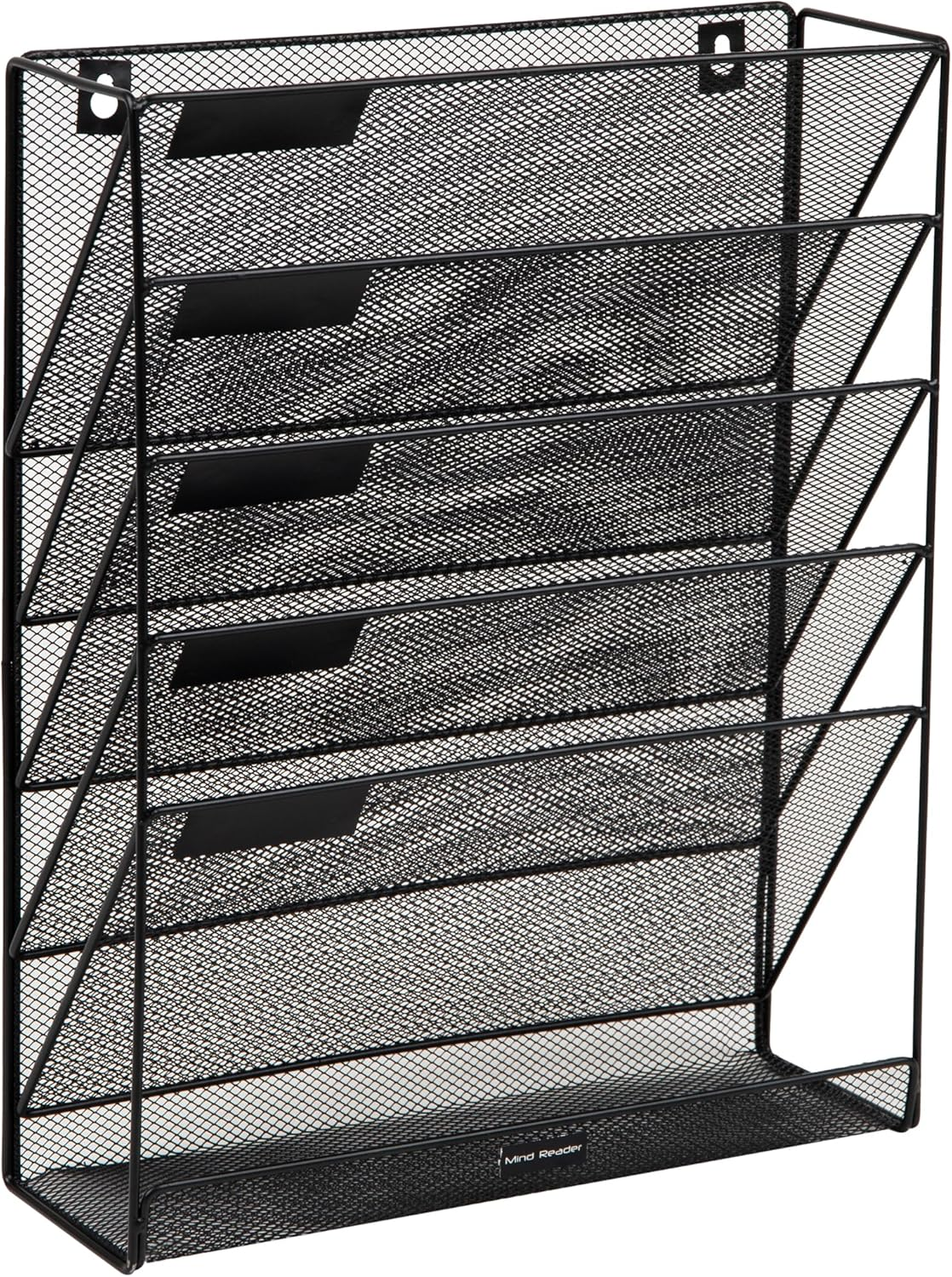 Mind Reader 5-Tier Vertical File Storage, Desktop Organizer, Wall Mount, Office, Metal Mesh, 12.75" L X 4" W X 16" H, Black image number 6