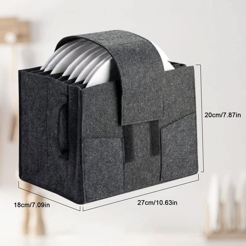 Qivine Caravan Plate Holder - Motorhome Kitchen Cupboard Storage for 8 Plates, Camping Dinnerware Storage, Felt Storage Solutions for Campervan, Boat