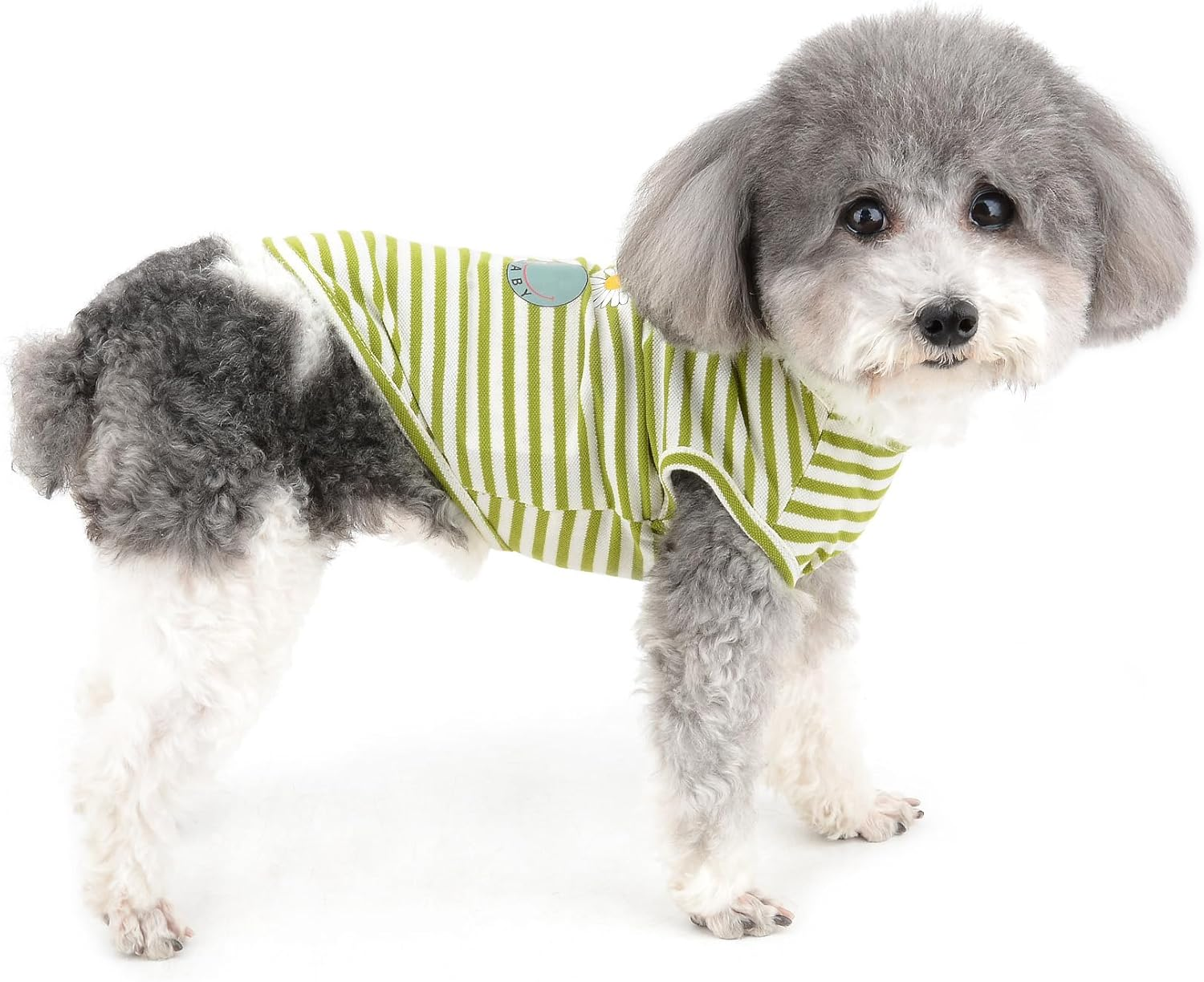 Zunea Dog Shirts for Small Dogs Soft Cotton Summer T-Shirts Striped Puppy Clothes Tee Shirt Sleeveless Vest Pet Girls Boys Tank Top Apparel Chihuahua Clothing for Doggie Cats Green XL image number 5