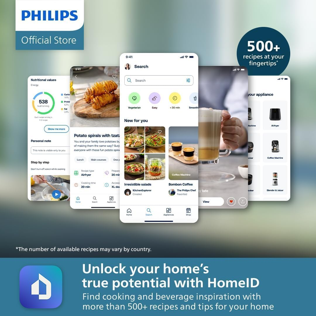Philips Essential Air Fryer with Rapid Air Technology, 1.2Kg, 6.2L, 2000 Watt, 5 Portions, White (HD9270/21)