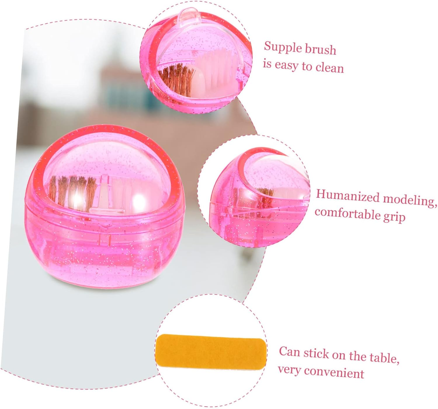 Baluue Nail Drill Cleaning Brush Set 3-Piece Nail Art Brush Kit for Manicure Soft Hard Bristles for Home Salon