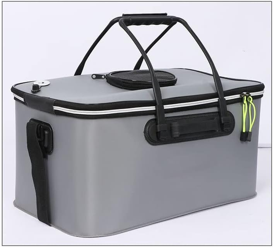YAOYAOLING Portable Foldable Fishing Bucket,Fishing Bucke,Foldable Fish Bucket. Blue/Grey (Grey) image number 5