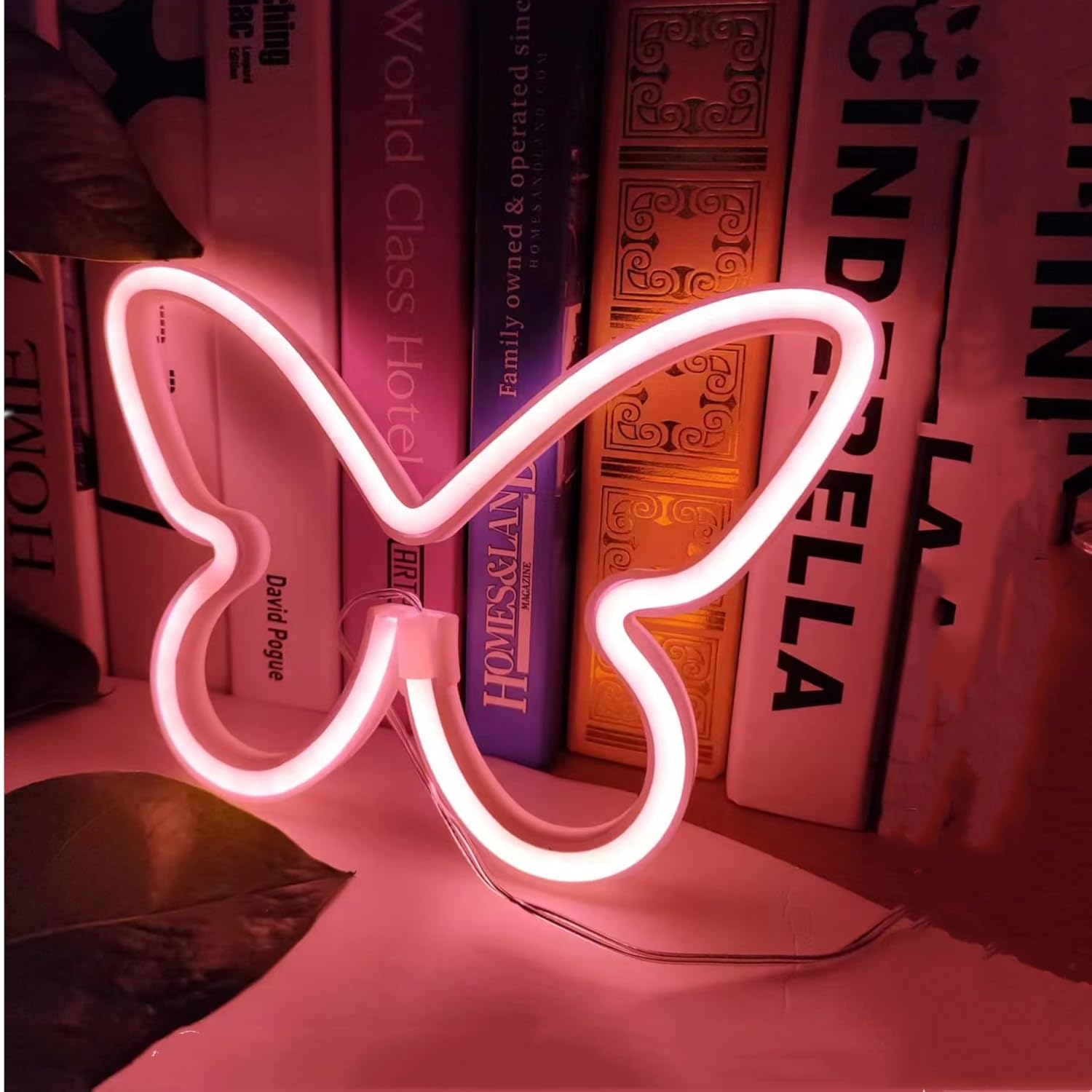 Coral Pink Butterfly Neon Signs for Wall Office Colleage Apartment Dorm Wedding Birthday Party Decor,Neon Butterfly Led Signs Decorations Night Light for Teen Girls,Usb or 3-AA Battery Powered