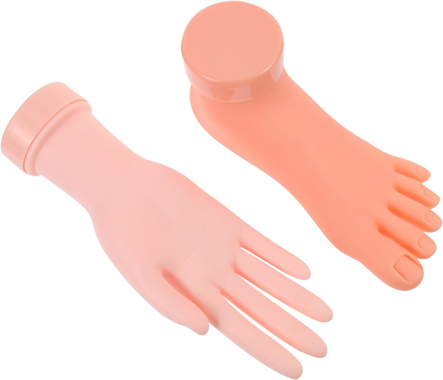 Beaupretty 2Pcs Nail Practice Hand Foot Model Fake Hand Flexible Bendable Mannequin Hand Foot Model Fake Left Hand Foot Manicure Practice for Nails Bendable Tool image number 2