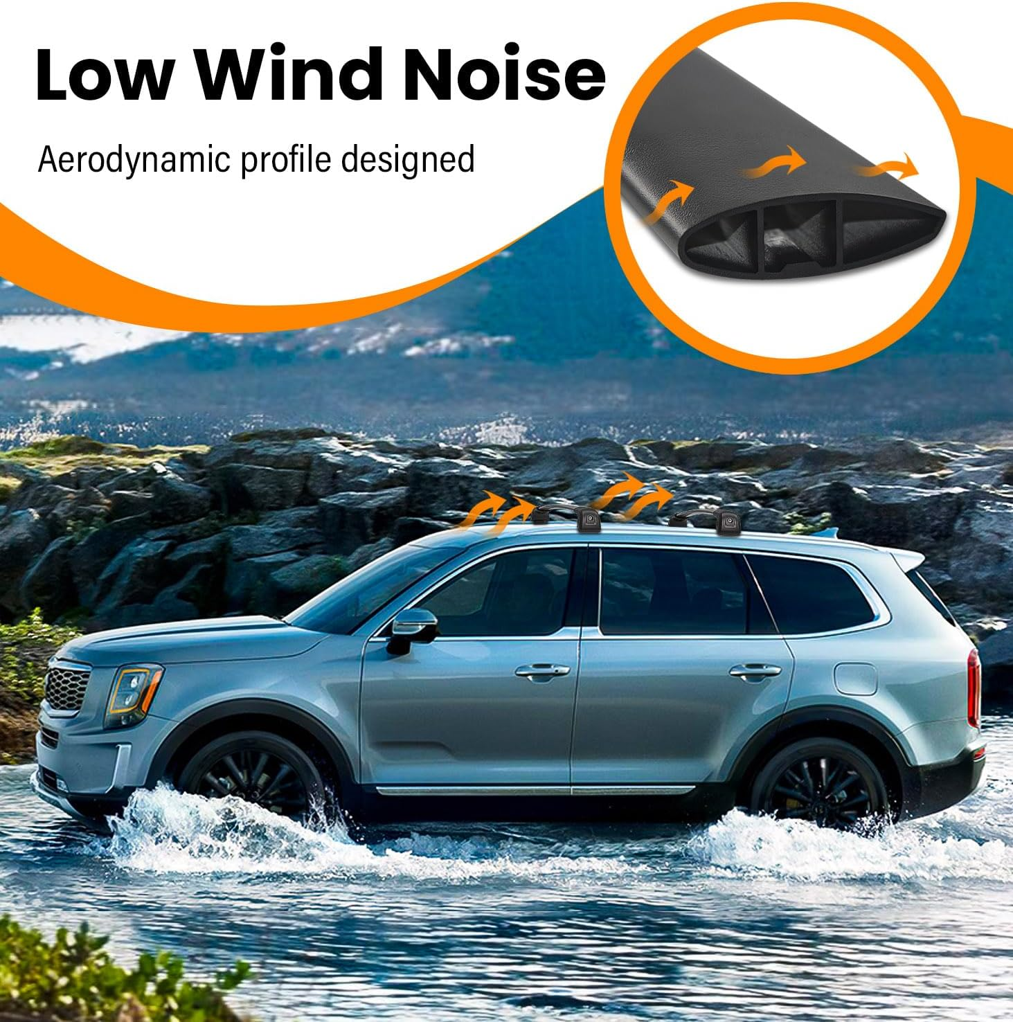 300LBS Roof Rack Cross Bars Compatible with 2019-2025 Kia Telluride S SX SX-P EX with Lock, Aluminum Crossbars for Rooftop Cargo Carrier Luggage Kayak Bike Snowboard(Except X-Line and X-Pro) image number 5