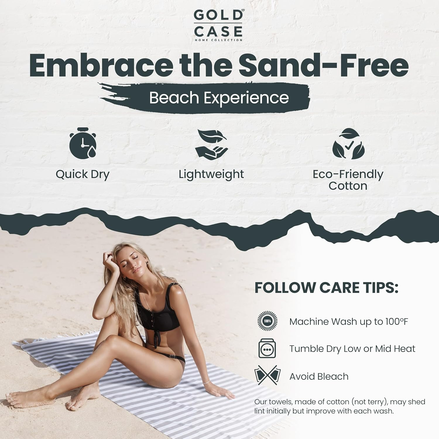 Gold Case Set of 5 XXL Smyrna Turkish Cotton Bath Beach Hammam Towels Peshtemal Towel Throw Blanket, Cotton, Grey, Xx-Large image number 3