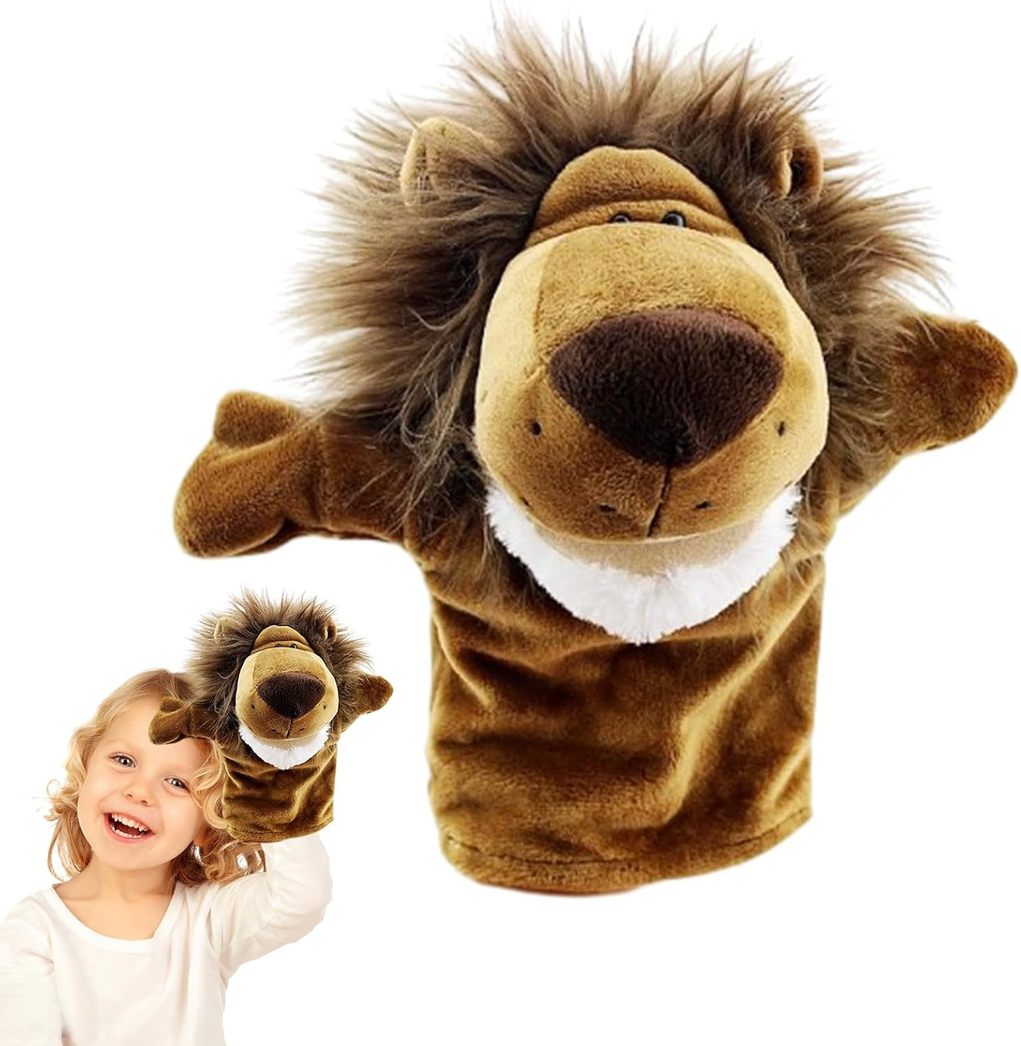 Animal Hand Puppets - Soft Plush Puppets,Adorable Funny Creative Washable Interactive Soft Animal Puppets with Working Mouth for Telling Story Teaching Role Puchen