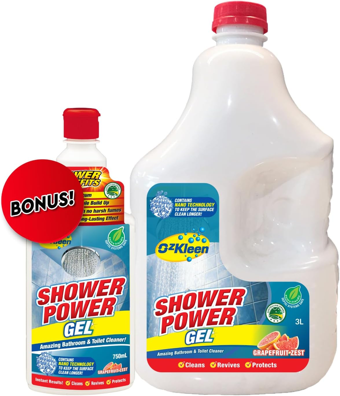 Ozkleen Shower Power Gel Grapefruit & Lime 3LTR + 750Ml FREE PROMOTION &ndash; Bathroom & Shower Cleaner - Surface Cleaning Gel image number 6