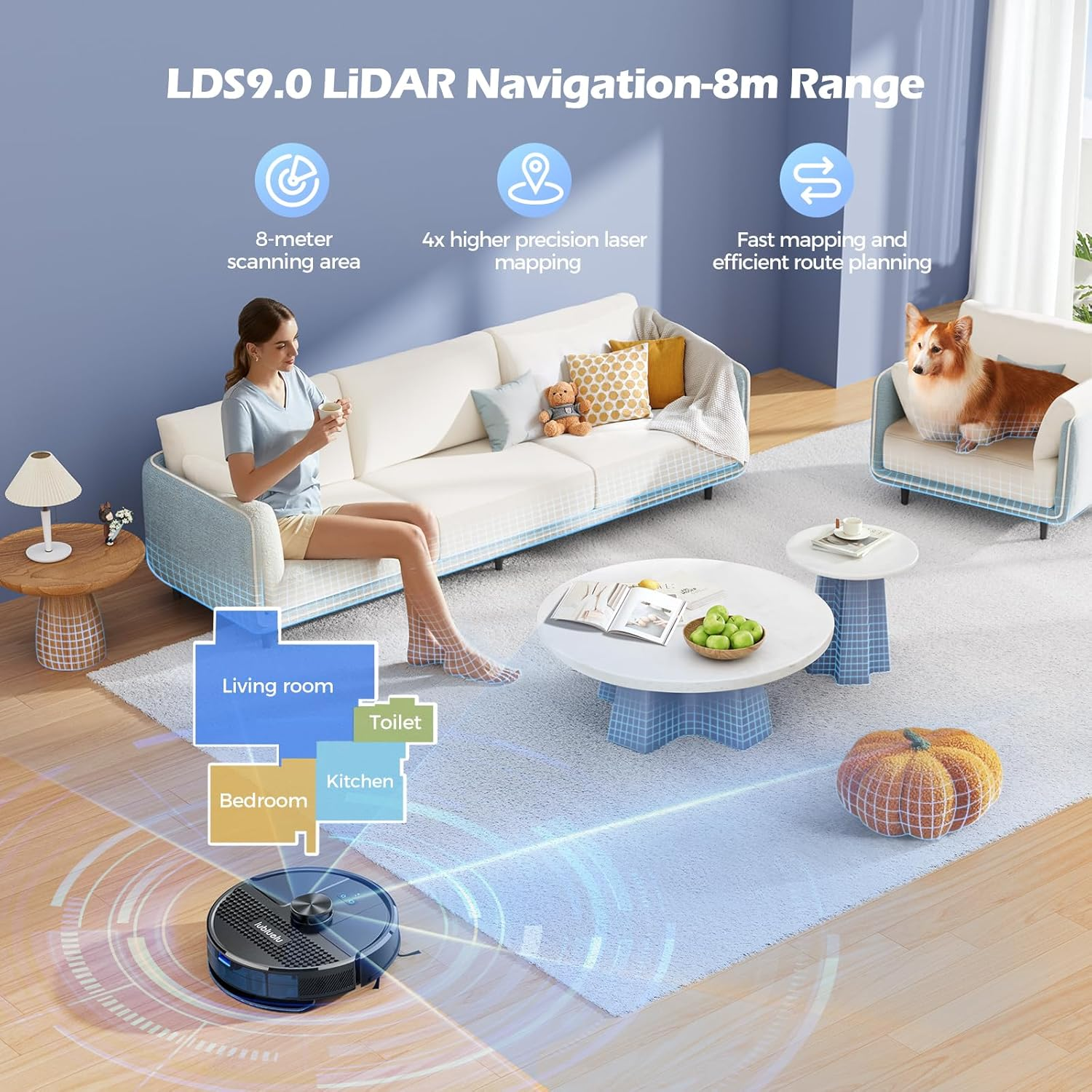 Lubluelu Robot Vacuum Cleaner and Mop, 5500Pa Robot Vacuum with 2.5L Self Emptying Station, Hands-Free up to 60 Day, Lidar Navigation, Wifi/App/Alexa, 3 in 1 Robotic for Pet Hair Hard,Floor,Carpet image number 2