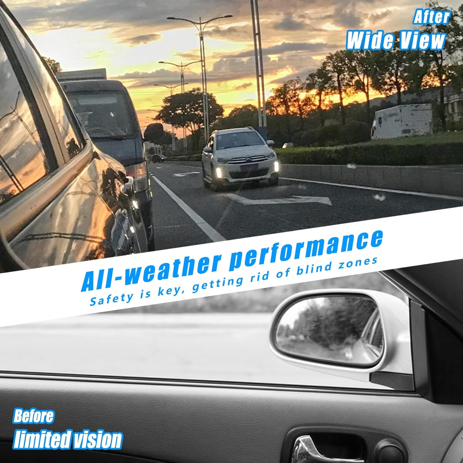 Venxykod Towing Mirrors Heavy Duty Clip Extensions, 360&deg; Anti-Vibration Adjustable Heads for Side Mirror Extenders, Convex Rearview Tow Mirror for Vehicle Car Truck Trailer Suv(1Pair) image number 1