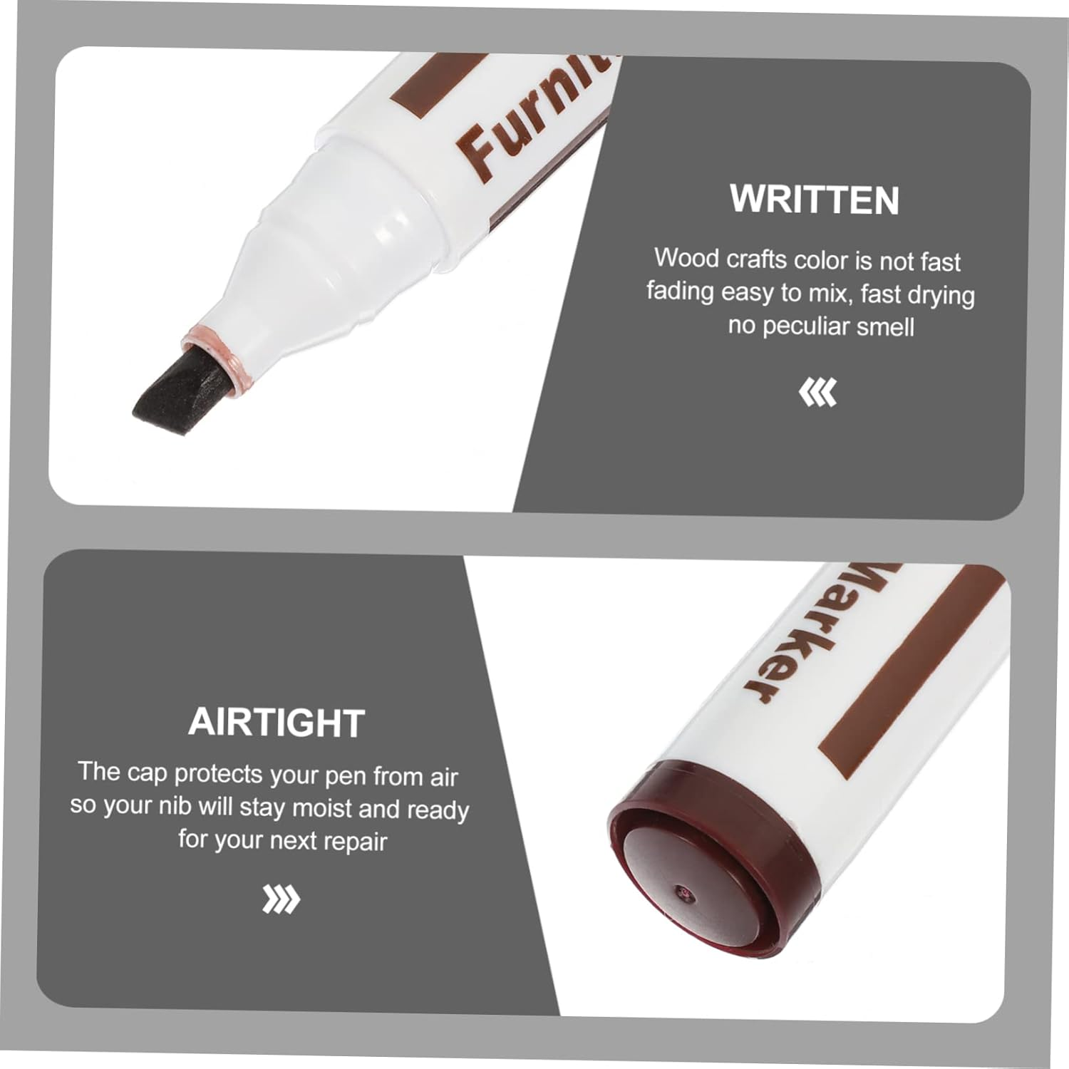 Baluue Wood Stains Repair Pens 10Pcs Set 1-5# Dual Pens Waterproof Furniture Touch-Up Markers for Scratch and Paint Repair on Wood Floor and Furniture Supplies image number 3