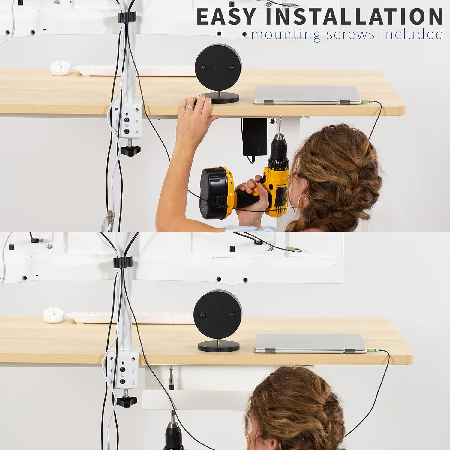 VIVO under Desk 17 Inch Cable Management Tray, Power Strip Holder, Cord Organizer, Wire Tamer for Office and Home, White, DESK-AC06-1CW image number 3