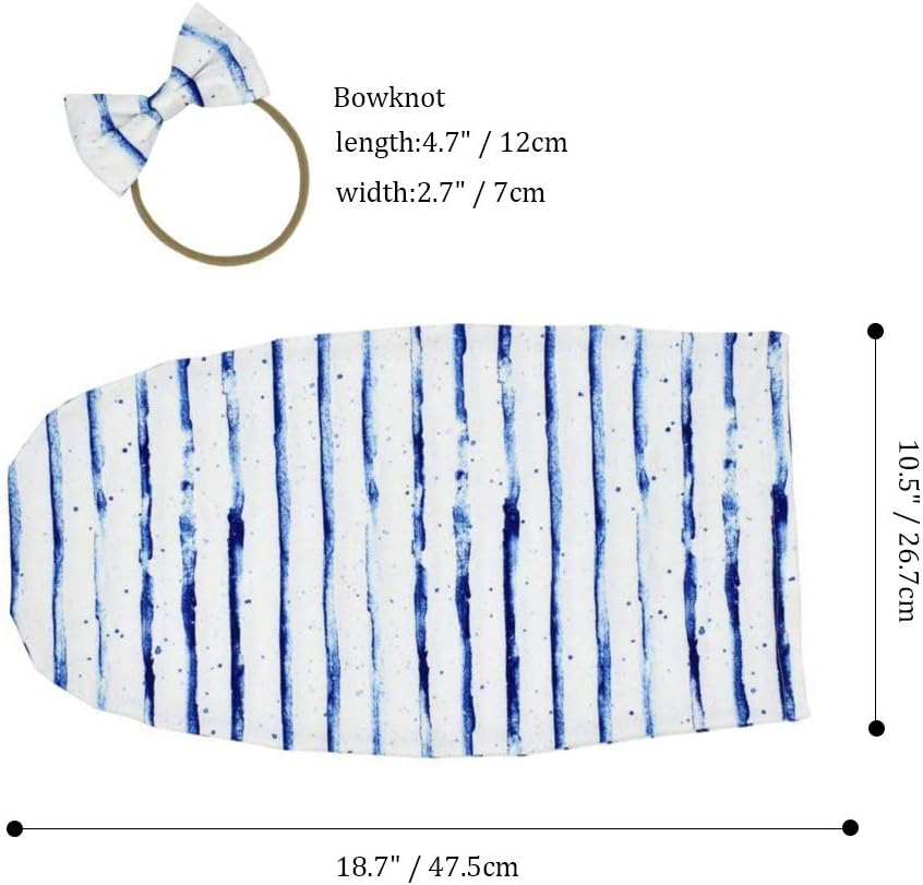 Iziv Newborn Swaddle Sack with Baby Bowknot Headband Sleeping Sack Soft Stretchy Cotton Newborn for 0-2 Months Baby Boys Girls image number 5