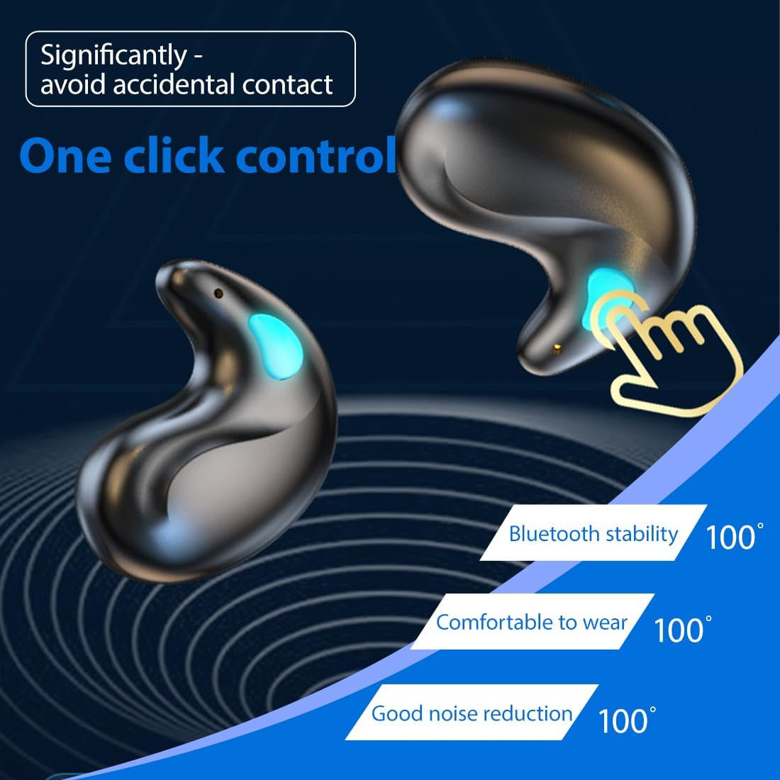 Tomedeks Mini Invisible Smallest Headphones Bluetooth In-Ear Wireless Headphones Bluetooth In-Ear Headphones for Sleeping Wireless Sleep Earbuds Headphones image number 2